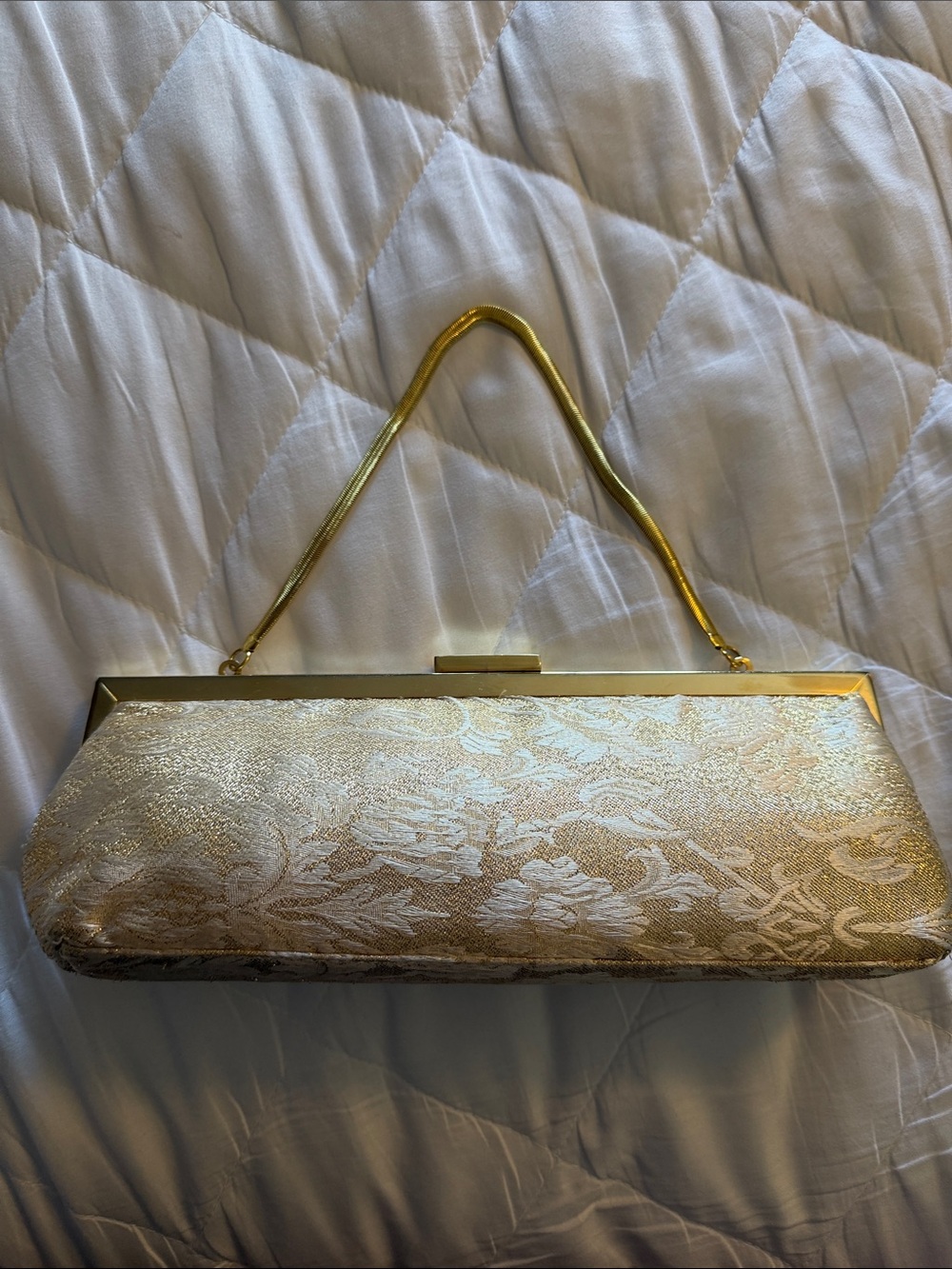 Source Unknown Gold Floral Jacquard Evening Clutch